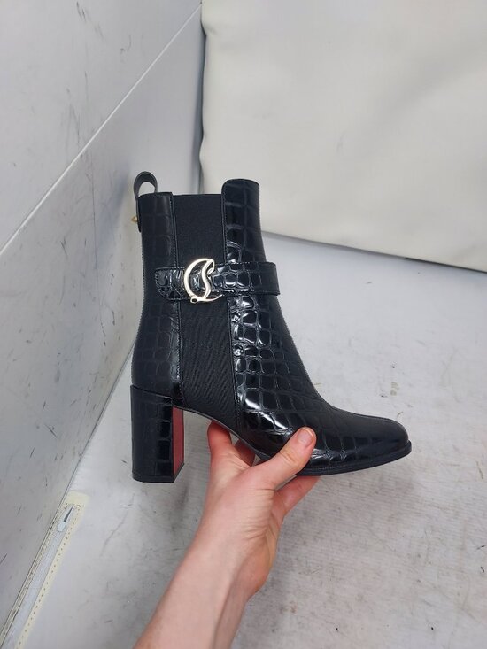 Christian Louboutin CL Black Crocodile Heel Chelsea Boot - Picture 3 of 12
